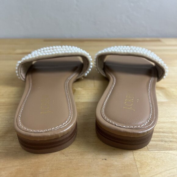 J. Crew Factory Pearl Slide Sandals Woven‎ Raffia Slip On Flat BN877 Size 7 - Picture 4 of 7